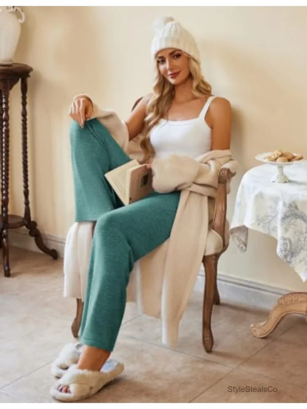 Wide Leg Lounge Sleep Pajama Pants with Pockets Soft Stretch